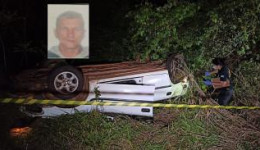 Pedreiro capota carro e morre em Vicentina