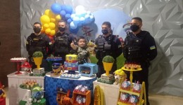GMD realiza sonho de menino de 4 anos e prestigia festinha de aniversário