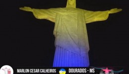 No RJ, Cristo Redentor é iluminado com as cores da bandeira de Dourados