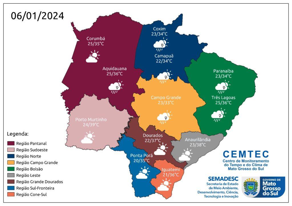 Terça-feira segue com temperaturas altas e chuvas pontuais em Mato Grosso do Sul